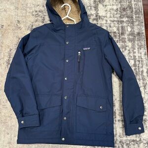 Patagonia Inferno Kids Navy Blue Sherpa Lined Jacket Size L 12